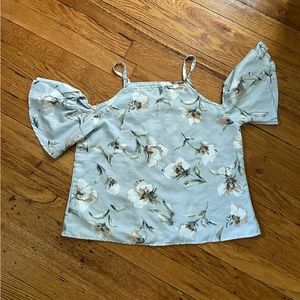 Floral Print Off the Shoulder Ruffle Sleeve Blouse